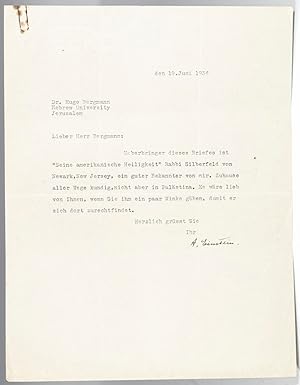Albert Einstein Typed Letter Signed.