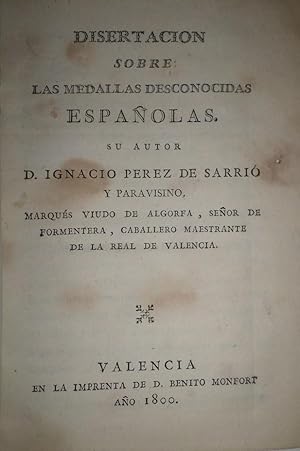 Disertación sobre las Medallas desconocidas española.