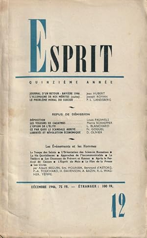 Esprit. Quinzième Année. Décembre 1946.