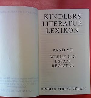 Bild des Verkufers fr Kindlers Literatur Lexikon - Band VII: Werke U-Z / Essays / Register zum Verkauf von biblion2