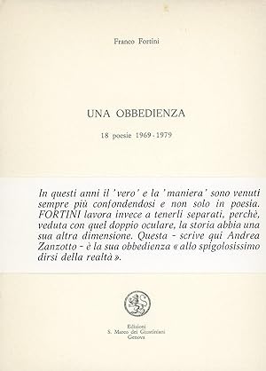 Una obbedienza. 18 poesie 1969-1979