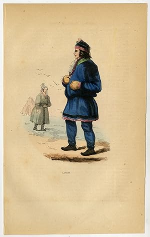 Antique Print-LAPLAND-COSTUME-TRADITIONAL FASHION-Wahlen-1844