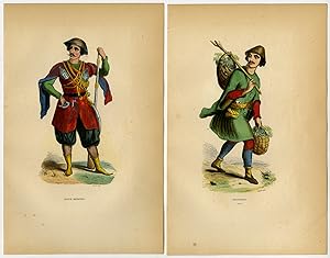 3 Antique Prints-MINGRELIA-SAMEGRELO-MAN-COSTUME-IMERETI-GEORGIA-Wahlen-1844