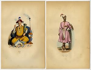 3 Antique Prints-INDIA-RAJ-EMPEROR-GENERAL-GROOM-COSTUME-WEDDING-Wahlen-1844