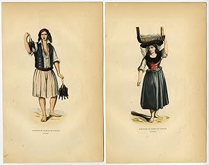 3 Antique Prints-PORTUGAL-FOWL-FISH-PARDILHO-PORTO-Wahlen-1844