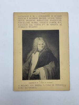 Catalogo n. 81. Collezione di quadri antichi e moderni, bronzi, avorii.raccolti dal Conte R. in v...