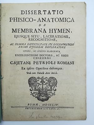 Dissertatio phisico-anatomica de membrana hymen, ejusque situ, laceratione, recognitione, ac summ...