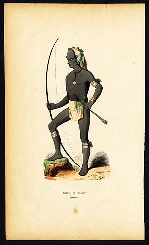Antique Print-VANIKORO WARRIOR-SOLOMON ISLANDS-Wahlen-1844