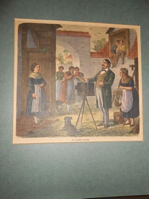 Der Hofphotograph. Kolorierter Original- Holzstich gestochen und gezeichnet von Johann Carl Wilhe...