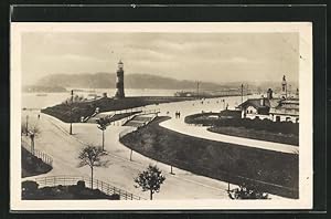 Ansichtskarte Plymouth, Hafen mit Leuchtturm