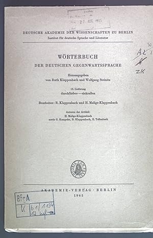 Imagen del vendedor de Wrterbuch der deutschen Gegenwartssprache. 12. Lieferung: durchfrben - einkrallen. a la venta por books4less (Versandantiquariat Petra Gros GmbH & Co. KG)