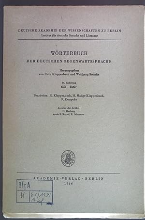 Imagen del vendedor de Wrterbuch der deutschen Gegenwartssprache. 16. Lieferung: falb - fiktiv. a la venta por books4less (Versandantiquariat Petra Gros GmbH & Co. KG)