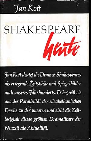 Bild des Verkufers fr Shakespeare heute. Aus dem Polnischen von Peter Lachmann. zum Verkauf von Fundus-Online GbR Borkert Schwarz Zerfa