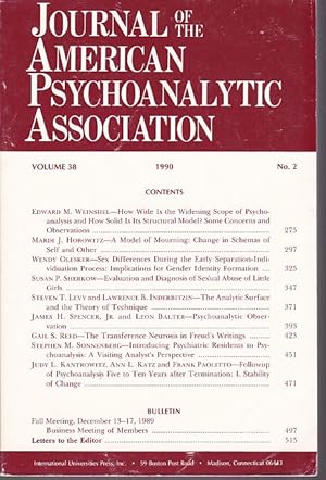 Bild des Verk�ufers f�r Journal of the American Psychoanalytic Association, Volume 38, No. 2 / 1990. zum Verkauf von Borkert, Schwarz und Zerfa� GbR