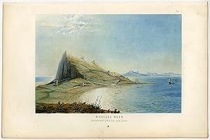 Antique Print-CALM SEA-GIBRALTAR-ISLAND-COAST-Gudin-Schleiden-1867