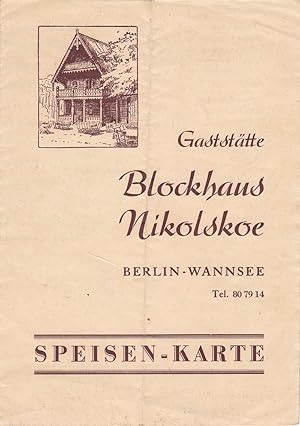 Speisen-Karte. Original-Speisekarte aus der Nachkriegszeit.