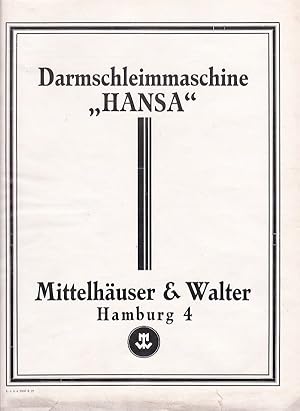 Darmschleimmaschine "Hansa". (Historischer Produktprospekt).