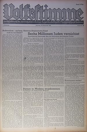 Volksstimme. Landeszeitung der Sozialdemokratischen Partei Deutschlands, Landesverband Sachsen. 1...