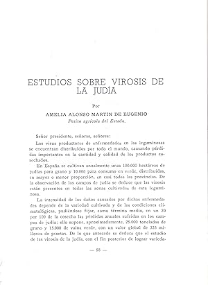 Imagen del vendedor de ESTUDIOS SOBRE VIROSIS DE LA JUDIA (EXTRAIDO ORIGINAL DEL AO 1964, ESTUDIO COMPLETO TEXTO INTEGRO a la venta por Libreria 7 Soles