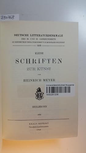 Bild des Verkufers fr Deutsche Literaturdenkmale des 18. und 19. Jahrhunderts - Nummer 25 bis 26 (in 1 BUCH) zum Verkauf von Gebrauchtbcherlogistik  H.J. Lauterbach