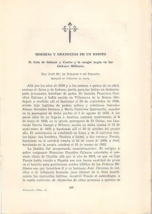 Bild des Verkufers fr MISERIAS Y GRANDEZAS DE UN HABITO (EXTRAIDO ORIGINAL DEL AO 1955, ESTUDIO COMPLETO TEXTO INTEGRO) zum Verkauf von Libreria 7 Soles