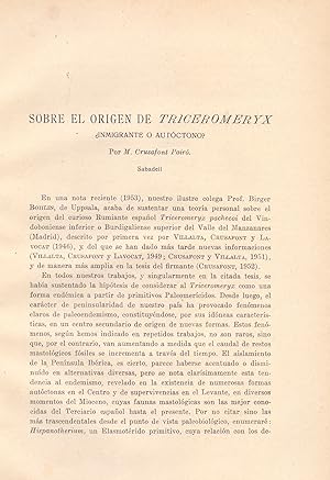 Imagen del vendedor de SOBRE EL ORIGEN DE TRICEROMERYX (EXTRAIDO ORIGINAL DEL AO 1932, ESTUDIO COMPLETO TEXTO INTEGRO) a la venta por Libreria 7 Soles