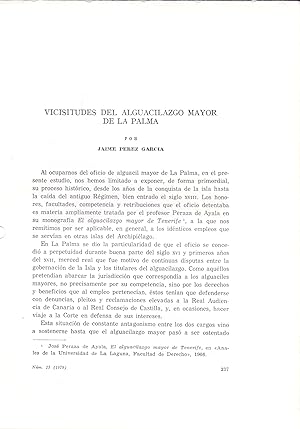 Seller image for VICISITUDES DEL ALGUACILAZGO MAYOR DE LA PLAMA (ISLAS CANARIAS) (EXTRAIDO ORIGINAL DEL AO 1979, ESTUDIO COMPLETO TEXTO INTEGRO) for sale by Libreria 7 Soles