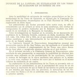 Seller image for INFORME DE LA CAMPAA DE EXPLORACION EN LOS TOROS DE GUISANDO (AVILA) EN DICIEMBRE DE 1946 (EXTRAIDO ORIGINAL DEL AO 1955 ESTUDIO COMPLETO TEXTO INTEGRO) for sale by Libreria 7 Soles