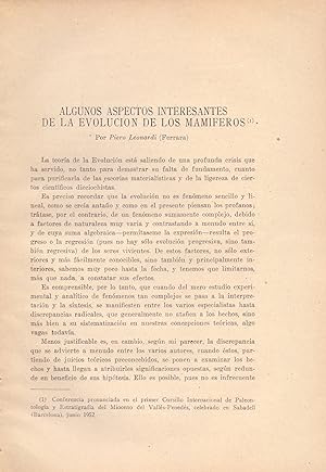 Bild des Verkufers fr ALGUNOS ASPECTOS INTERESANTES DE LA EVOLUCION DE LOS MAMIFEROS (EXTRAIDO ORIGINAL DEL AO 1932, ESTUDIO COMPLETO TEXTO INTEGRO) zum Verkauf von Libreria 7 Soles
