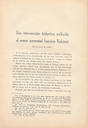 Bild des Verkufers fr UNA INTERVENCION TRIDENTINA ATRIBUIDA AL EMNOR CONVENTUAL FRANCISCO VISDOMINI (EXTRAIDO ORIGINAL DEL AO 1944, ESTUDIO COMPLETO TEXTO INTEGRO) zum Verkauf von Libreria 7 Soles