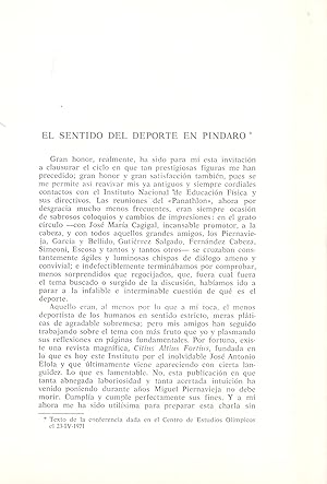 Seller image for EL SENTIDO DEL DEPORTE EN PINDARO (ANTIGUA GRECIA) (EXTRAIDO ORIGINAL DEL AO 1971, ESTUDIO COMPLETO TEXTO INTEGRO) for sale by Libreria 7 Soles