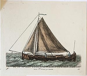 Bild des Verkufers fr Handcolored etching/handgekleurde ets: Een Friese praam/Frisian sailing boat, 1791. zum Verkauf von Antiquariaat Arine van der Steur / ILAB