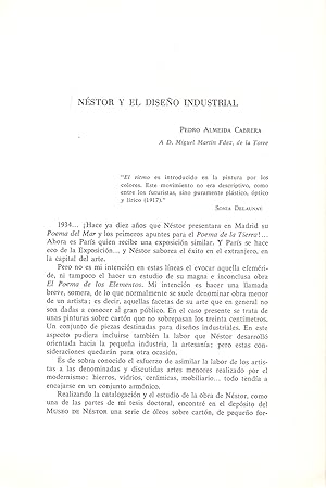 Bild des Verkufers fr NESTOR Y EL DISEO INDUSTRIAL (EXTRAIDO ORIGINAL DEL AO 1974, ESTUDIO COMPLETO TEXTO INTEGRO) zum Verkauf von Libreria 7 Soles