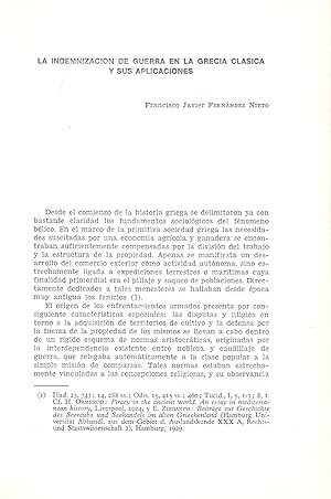 Seller image for LA INDEMNIZACION DE GUERRA EN LA BRECIA CLASICA Y SUS APLICACIONES (EXTRAIDO ORIGINAL DEL AO 1971, ESTUDIO COMPLETO TEXTO INTEGRO) for sale by Libreria 7 Soles