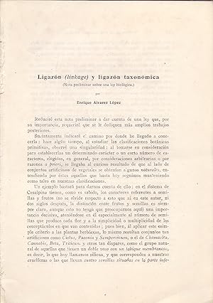 Imagen del vendedor de LIGAZON (LINKAGE) Y LIGAZON TAXONOMICA - NOTA PRELIMINAR SOBRE UNA LEY BIOLOGICA - (EXTRAIDO ORIGINAL DEL AO 1947, ESTUDIO COMPLETO TEXTO INTEGRO) a la venta por Libreria 7 Soles