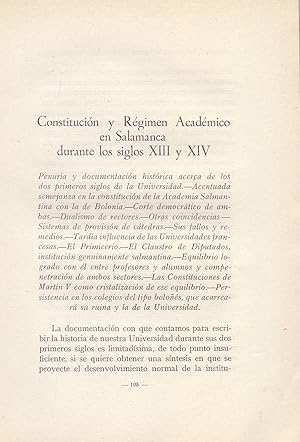 Seller image for CONSTITUCION Y REGIMEN ACADEMICO EN SALAMANCA DURANTE LOS SIGLOS XIII Y XIV (EXTRAIDO ORIGINAL DEL AO 1957, ESTUDIO COMPLETO TEXTO INTEGRO) for sale by Libreria 7 Soles
