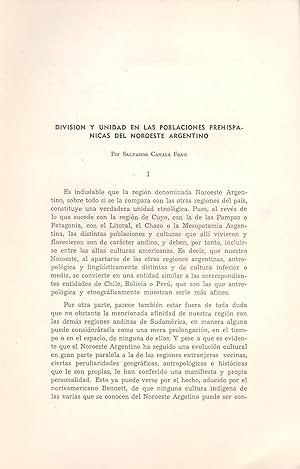Imagen del vendedor de DIVISION Y UNIDAD EN LAS POBLACIONES PREHISPANICAS DEL NOROESTE ARGENTINO (EXTRAIDO ORIGINAL DEL AO 1951, ESTUDIO COMPLETO TEXTO INTEGRO) a la venta por Libreria 7 Soles