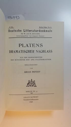 Bild des Verkufers fr Deutsche Literaturdenkmale des 18. und 19. Jahrhunderts - Nummer 124 -127 (in 1 BUCH) zum Verkauf von Gebrauchtbcherlogistik  H.J. Lauterbach