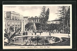 Cartolina Catania, Giardino Bellini -Vasca dei Cigni