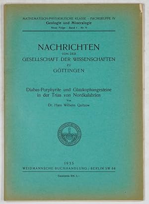 Imagen del vendedor de Diabas-Porphyrite und Glaukophangesteine in der Trias von Nordkalabrien. a la venta por Antiq. F.-D. Shn - Medicusbooks.Com