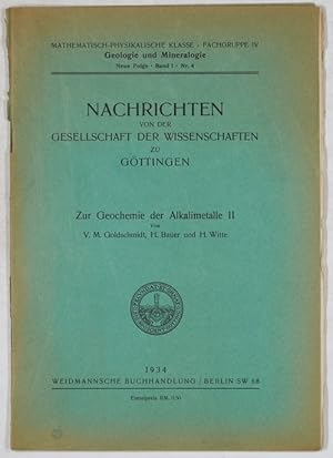 Bild des Verkufers fr Zur Geochemie der Alkalimetalle II. zum Verkauf von Antiq. F.-D. Shn - Medicusbooks.Com