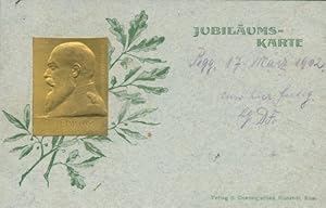 Präge Ansichtskarte / Postkarte Friedrich, Großherzog von Baden, Eichenblatt, Jubiläum