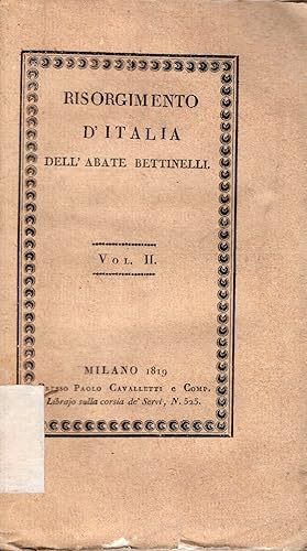 Del Risorgimento d'Italia negli studi, nelle arti e nei costumi dopo il Mille dell'abate Saverio ...