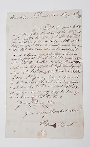 [Scotland]. Letter Signed, to John Adam, Esq. concerning repairs to Dumbarton Castle
