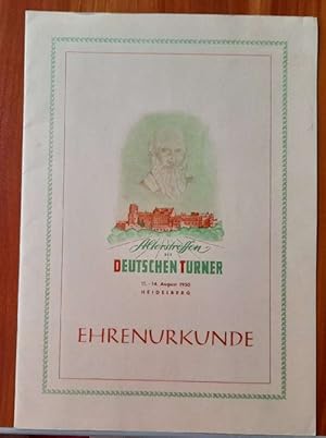 EHRENURKUNDE "für Emil Leopold TV 1846 Karlsruhe (KTV) 27. Sieg im Dreikampf (Alterstreffen der D...