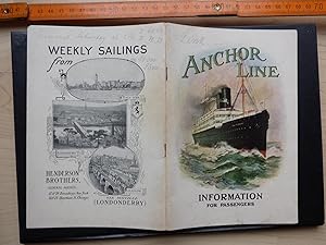 ca 1910 Anchor Line. Information for Passengers. Interesting tours in Ireland, Scotland and Engla...