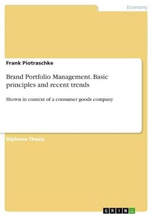 Bild des Verkufers fr Brand Portfolio Management. Basic principles and recent trends : Shown in context of a consumer goods company zum Verkauf von AHA-BUCH GmbH