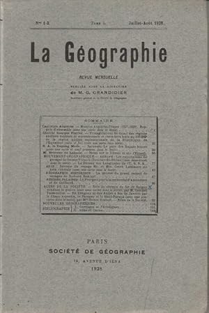 La Geographie numero 1-2 Tome L juillet-Aout 1928