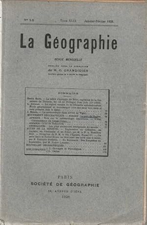 La Geographie numero 1-2 Tome XLIX janvier-fevrier 1928