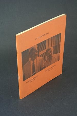 Bild des Verkufers fr In memoriam. Edward Bibring, 1895-1957, Grete Bibring, 1899-1977. Memorial addresses and catalogue of the Edward and Grete L. Bibring Collection. Compiled by Sanford Gifford and Ann Menashi zum Verkauf von Steven Wolfe Books